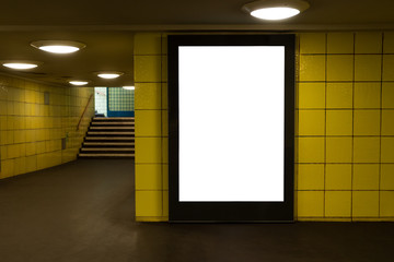 Digital advertisement billboard in a underground subway station