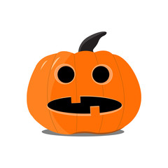 Flat Halloween pumpkin on the white background.