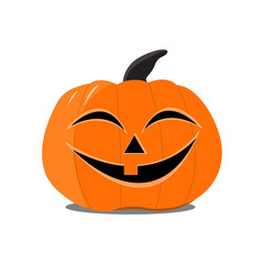 Flat Halloween pumpkin on the white background.