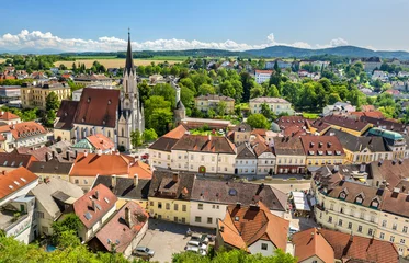 Fotobehang View of Melk town from the abbey. Austria © Leonid Andronov