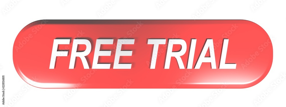 Poster red rounded rectangle push button free trial - 3d rendering