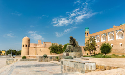 Statue of Al-Khwarizmi in front of Itchan Kala in Khiva, Uzbekistan