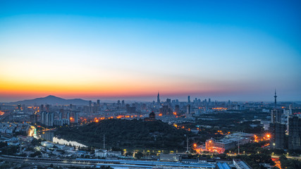 Obraz premium Aerial view of Nanjing city sunrise