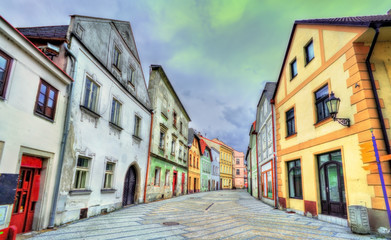 Houses in the old town of Jindrichuv Hradec city, Czech Republic
