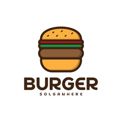 Food Burger logo vector. Burger emblem design. Food logo vector template.