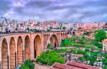 Foto op Aluminium The Sidi Rached Viaduct across the Rhummel River Canyon in Constantine, Algeria © Leonid Andronov
