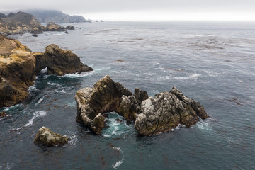 Aerial of Scenic, Rocky Coast in Northern California