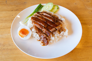 Rice with roast duck.