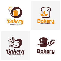 Set of Food Bread logo vector. Bakery emblem design. Food logo vector template.