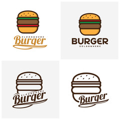 Set of Food Burger logo vector. Burger emblem design. Food logo vector template.