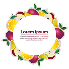 tropical fruits colorful circle organic over white background healthy lifestyle or diet concept copy space vector illustration