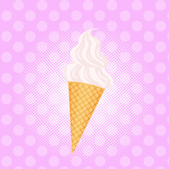 Ice cream pink background dessert fast food concept flat design vector illustration