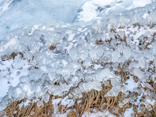 Dew become ice in winter for background