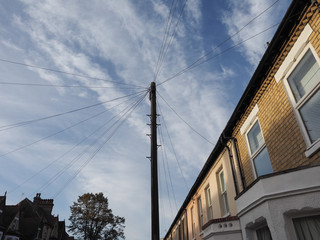 telecommunications pole for wires and fibre optics