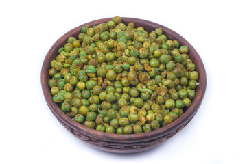 green spicy peas isolated on white background. 