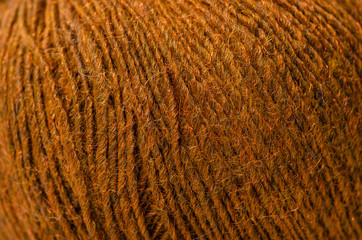 Brown wool thread macro texture material blur background