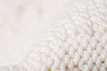 Large knit white fabric texture textile macro blur background