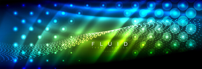Obraz premium Liquid neon flowing waves, glowing light lines background