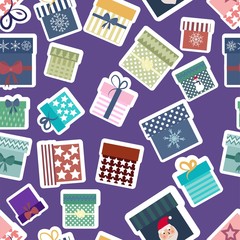 seamless pattern of gifts on bright purple background. vector illustration. gifts for the new year