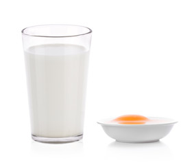 glass of milk on white background