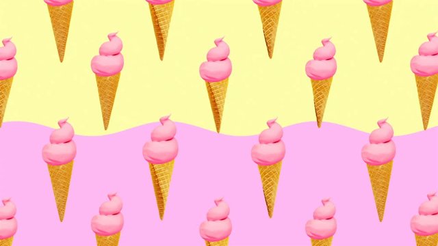 Minimal motion design art. Sweet Candy background. Vanilla Ice cream