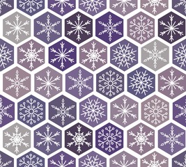 Christmas snow seamless pattern with beautiful snowflakes falling and scattered on tiled repeating ornament of winter snow