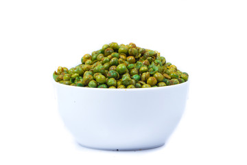 green spicy peas isolated on white background. 