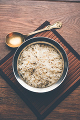 Cumin rice / Indian Jeera Rice in a bowl, selective focus