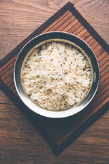 Cumin rice / Indian Jeera Rice in a bowl, selective focus