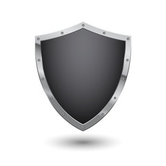 Steel shield icon protect on white background