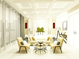 Obraz na płótnie Canvas 3d render of living room interior