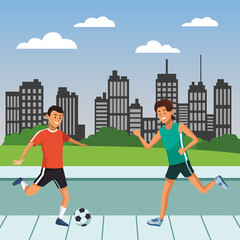 young city people cartoon