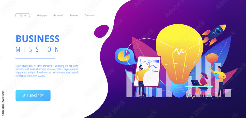 Wall mural Vision statement concept landing page.