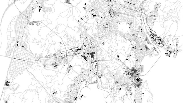 Mappa satellitare di Busan, Pusan, Corea del Sud, strade della città. Stradario e mappa del centro città