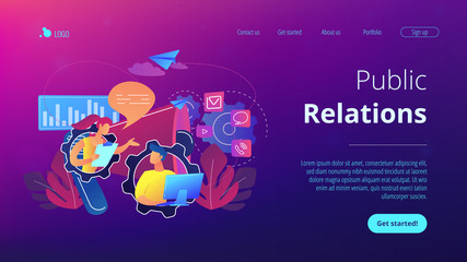 Public relations concept landing page.