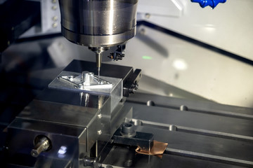 The CNC milling machine cutting the injection mold part by solid ball end mill tool.Mold...