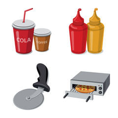 Isolated object of pizza and food sign. Set of pizza and italy stock symbol for web.