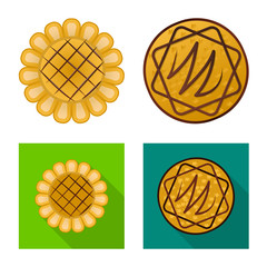 Vector illustration of biscuit and bake symbol. Set of biscuit and chocolate stock symbol for web.