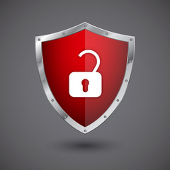 Steel shield icon not protected lock
