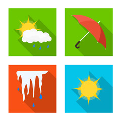 Vector design of weather and climate sign. Set of weather and cloud vector icon for stock.