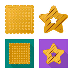 Vector design of biscuit and bake symbol. Collection of biscuit and chocolate vector icon for stock.