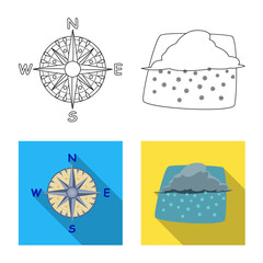 Isolated object of weather and climate sign. Set of weather and cloud stock vector illustration.
