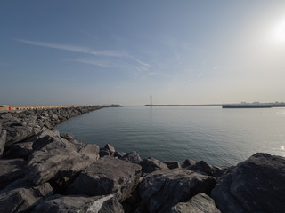 Fototapeta na wymiar The Western breakwater in Ostend.