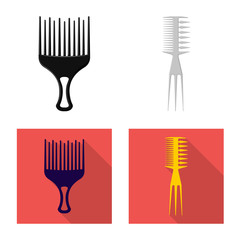 Isolated object of brush and hair sign. Set of brush and hairbrush stock symbol for web.