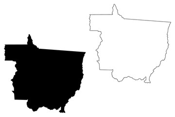 Mato Grosso (Region of Brazil, Federated state, Federative Republic of Brazil) map vector illustration, scribble sketch Mato Grosso map - obrazy, fototapety, plakaty