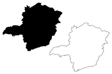 Minas Gerais (Region of Brazil, Federated state, Federative Republic of Brazil) map vector illustration, scribble sketch Minas Gerais map