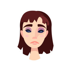 A young girl with big blue eyes and brown hair.