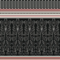 Seamless background with dark stripes and openwork lace pattern