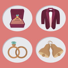 wedding day icons cartoon
