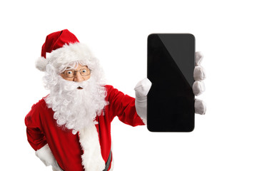 Santa Claus holding a mobile phone